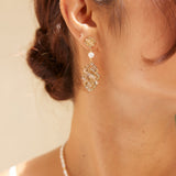Middle Eastern Pearl Drop Earrings - Gold-Tone 925 Silver (5cm)