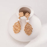 Middle Eastern Pearl Drop Earrings - Gold-Tone 925 Silver (5cm)