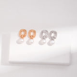 Möbius Pearl Earrings - 925 Silver (Silver/Gold-Tone)