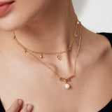 Adjustable Pearl Necklace - Gold-Tone 925 Silver (7.5mm Pearls)