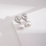 Pearl & Zircon Studs - 925 Silver (Silver/Gold-Tone)