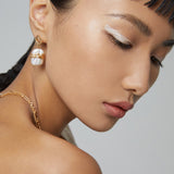 Baroque Pearl Statement Earrings - Gold-Tone 925 Silver