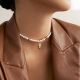 Gold-Beaded Pearl Necklace & Bracelet Set - 925 Silver