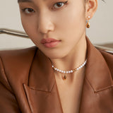 Gold-Beaded Pearl Necklace & Bracelet Set - 925 Silver