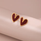 Chinese Red Enamel Love Knot Earrings - Gold-Tone 925 Silver