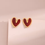 Chinese Red Enamel Love Knot Earrings - Gold-Tone 925 Silver