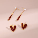 Chinese Red Enamel Love Knot Earrings - Gold-Tone 925 Silver