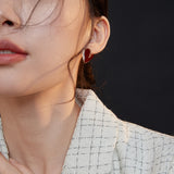 Chinese Red Enamel Love Knot Earrings - Gold-Tone 925 Silver
