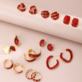 Chinese Red Enamel Love Knot Earrings - Gold-Tone 925 Silver