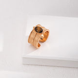 Tiger's Eye Adjustable Ring - Gold-Tone 925 Silver (Size 11-15)