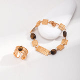 Tiger's Eye Adjustable Ring - Gold-Tone 925 Silver (Size 11-15)