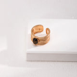 Tiger's Eye Adjustable Ring - Gold-Tone 925 Silver (Size 11-15)