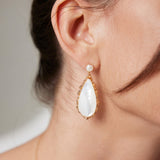 Oceanic Pearl & Shell Earrings - Gold-Tone 925 Silver (4.5cm)