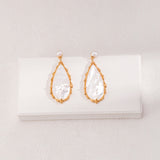 Oceanic Pearl & Shell Earrings - Gold-Tone 925 Silver (4.5cm)