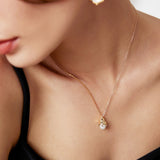 Oceanic Pearl & Shell Earrings - Gold-Tone 925 Silver (4.5cm)