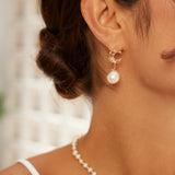 Moonlight Pearl Drop Earrings - Gold-Tone 925 Silver