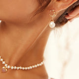 Moonlight Pearl Drop Earrings - Gold-Tone 925 Silver