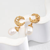 Moonlight Pearl Drop Earrings - Gold-Tone 925 Silver