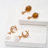 Moonlight Pearl Drop Earrings - Gold-Tone 925 Silver