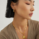 Textured Hoop Earrings - 925 Silver (Silver/Gold-Tone)