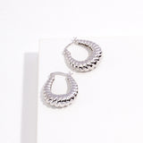 Textured Hoop Earrings - 925 Silver (Silver/Gold-Tone)