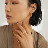 Textured Hoop Earrings - 925 Silver (Silver/Gold-Tone)
