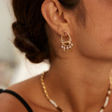 Onyx & Tiger's Eye Drop Earrings - 925 Silver (Silver/Gold-Tone)