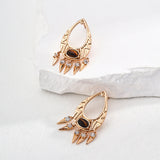 Onyx & Tiger's Eye Drop Earrings - 925 Silver (Silver/Gold-Tone)