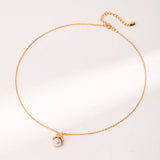 Adjustable Pearl Necklace & Earrings Set - Gold-Tone 925 Silver