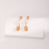 Adjustable Pearl Necklace & Earrings Set - Gold-Tone 925 Silver
