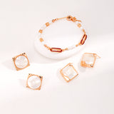 Mosaic Shell Stud Earrings - 925 Silver (Silver/Gold-Tone)