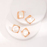 Mosaic Shell Stud Earrings - 925 Silver (Silver/Gold-Tone)