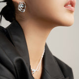 Asymmetric Topaz Drop Earrings - 925 Silver (Liquid Collection)