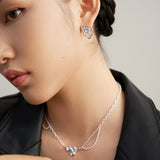 Asymmetric Topaz Drop Earrings - 925 Silver (Liquid Collection)
