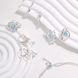 Asymmetric Topaz Drop Earrings - 925 Silver (Liquid Collection)