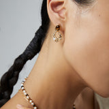 Tiger's Eye & Pearl Drop Earrings - Gold-Tone 925 Silver