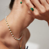 Malachite Drop Earrings & Adjustable Ring Set - Gold-Tone 925 Silver