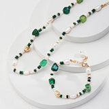 Adjustable Pearl & Malachite Bracelet - Gold-Tone 925 Silver