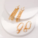 Twisted Pearl Drop Earrings Gold Tone 925 Silver