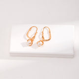 Twisted Pearl Drop Earrings Gold Tone 925 Silver