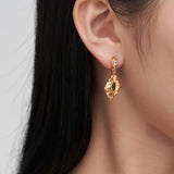 Vintage Textured Hoop Earrings - Gold-Tone 925 Silver