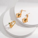 Vintage Textured Hoop Earrings - Gold-Tone 925 Silver