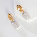 Sculptural Baroque Pearl Earrings - 925 Silver (Silver/Gold-Tone)