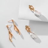 Sculptural Baroque Pearl Earrings - 925 Silver (Silver/Gold-Tone)