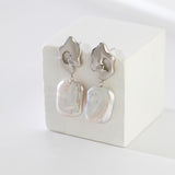 Sculptural Baroque Pearl Earrings - 925 Silver (Silver/Gold-Tone)