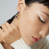 Crescent Moon Lapis Earrings - Gold-Tone 925 Silver