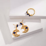 Crescent Moon Lapis Earrings - Gold-Tone 925 Silver