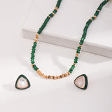 French Emerald Enamel Studs - Gold-Tone 925 Silver