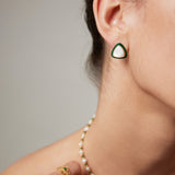 French Emerald Enamel Studs - Gold-Tone 925 Silver