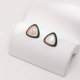 French Emerald Enamel Studs - Gold-Tone 925 Silver